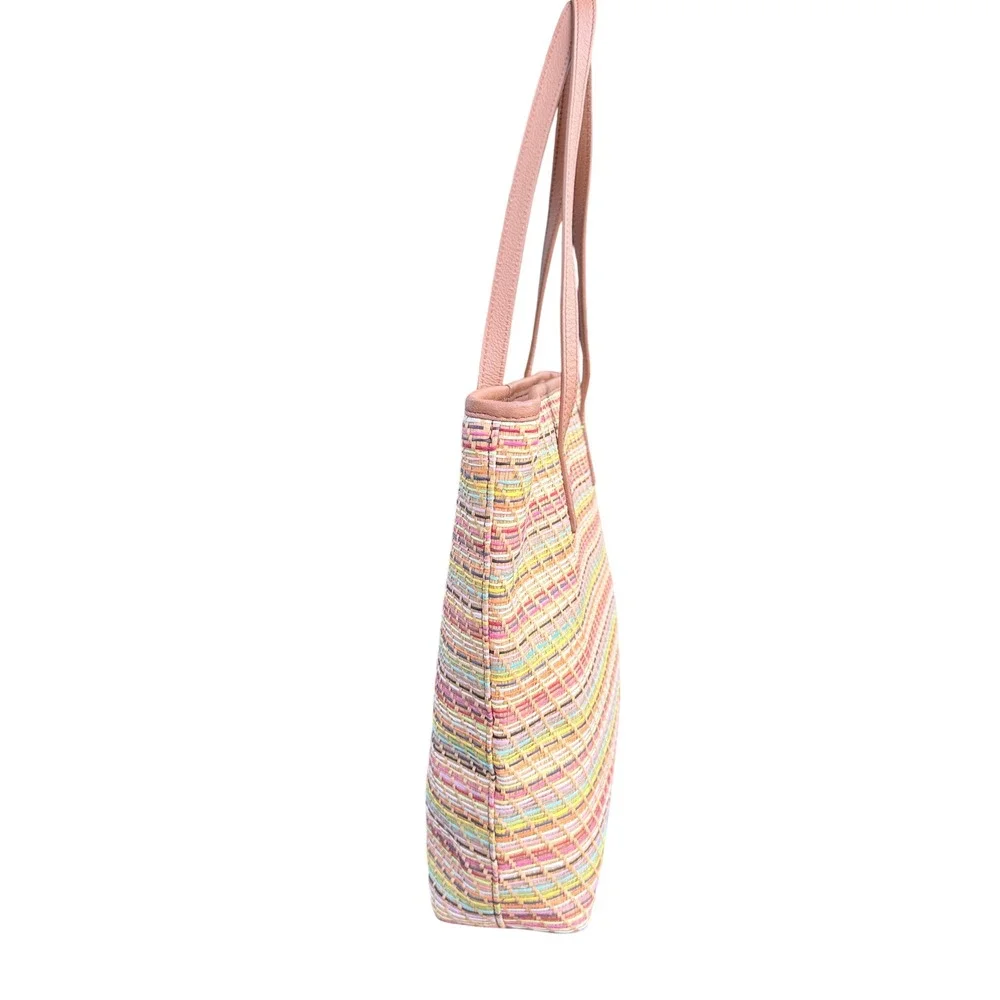 Talbots‎ Women's Straw Tote Saturated Summer Stripes Statement Shoulder Bag